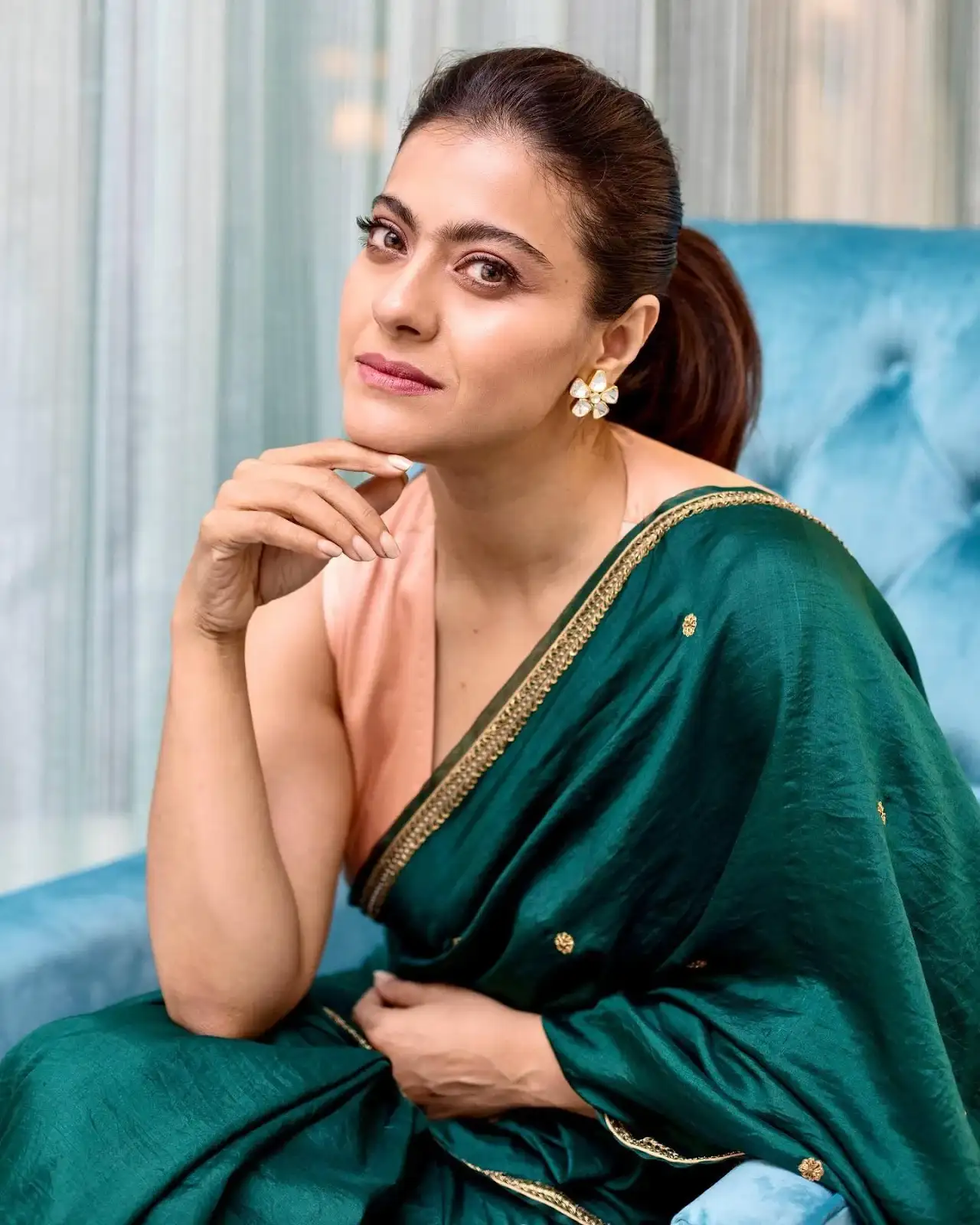 Kajol Devgan in Traditional Green Color saree